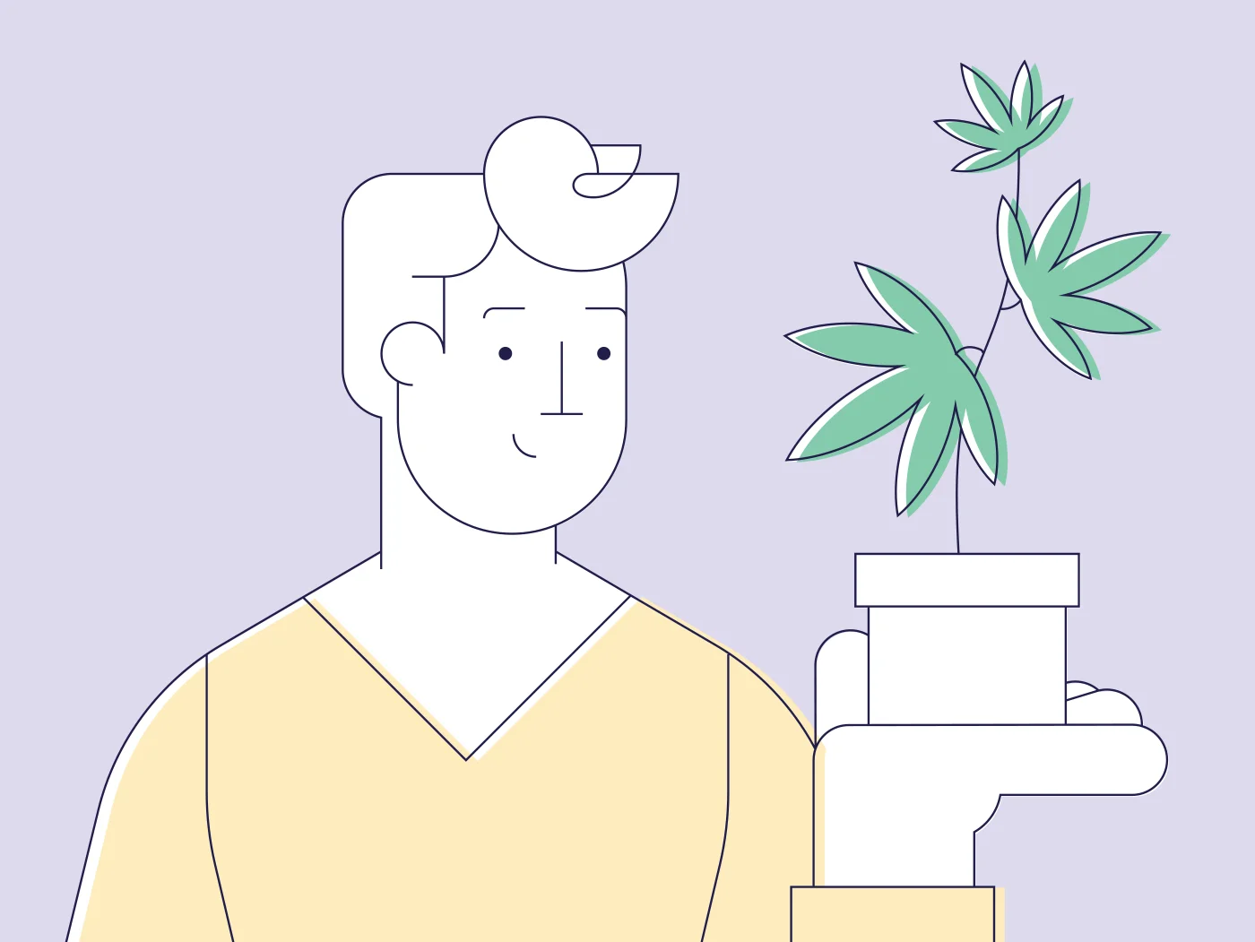 Person mit Cannabis-Pflanze