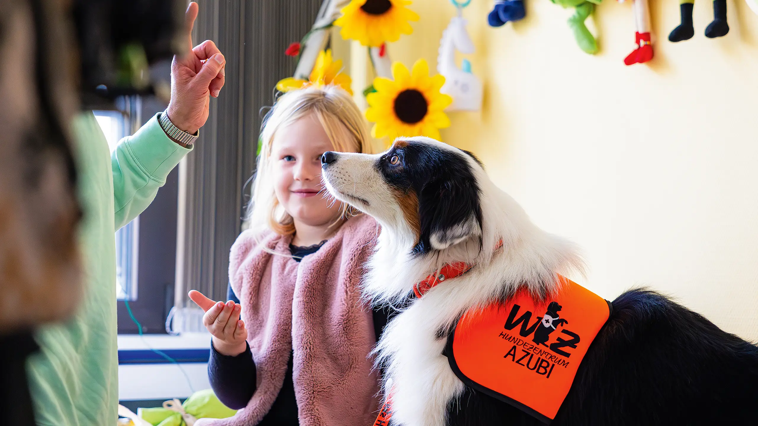 Therapiehund Magic mit Patientin